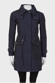 Blue raincoat with pockets