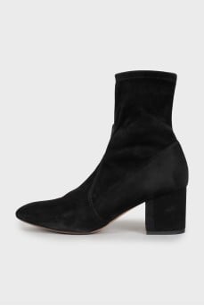 Suede black zip ankle boots
