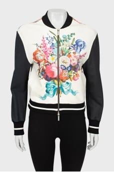 Zip bomber in floral print