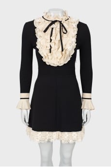 Wool dress with ruffles
