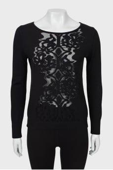 Black wool sweater with pattern