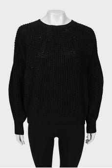 Wool sweater with puff sleeves