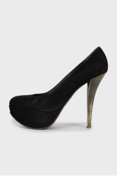 Suede patent heels