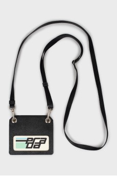 Leather badge with brand logo