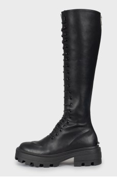Leather lace-up boots