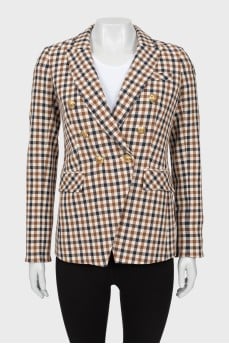 Checkered jacket with gold buttons