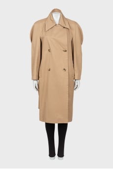 Oversized beige trench coat