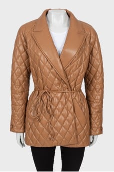 Quilted leather coat