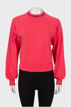 Cropped sweatshirt with raised seams