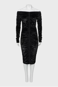 Draped velor midi dress