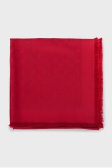 Red scarf with signature print