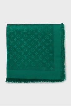 Green wool and silk scarf