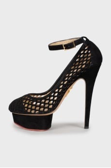 Perforated suede shoes