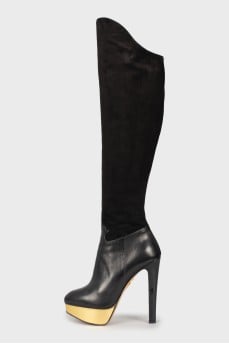 Combined high heel boots