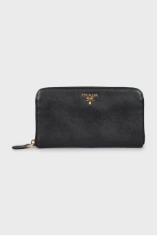 Leather wallet with brand logo