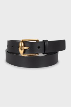 Leather belt with gold buckle
