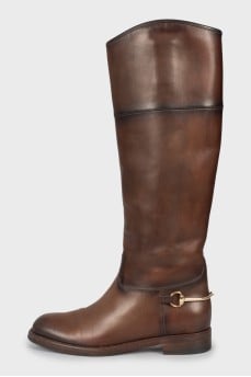 Brown leather boots