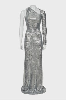 Silver long hem dress with tag