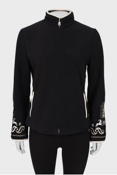 Cardigan with embroidered sleeves