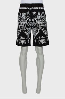Men's shorts with white print