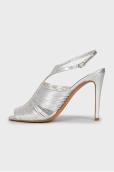 Silver leather sandals