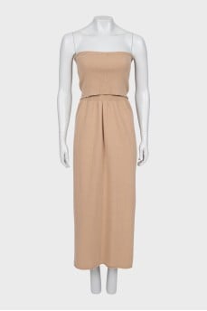 Wool dress with side slit