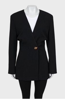 Fitted jacket with tag