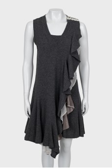 A-line wool dress with ruffles