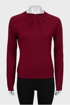 Burgundy jumper with draping