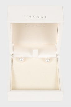 Double-sided gold earrings with pearls