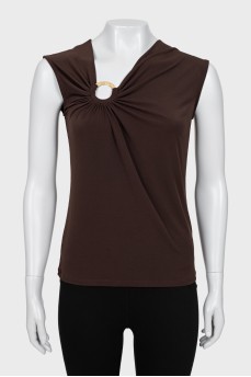 Brown draped tank top