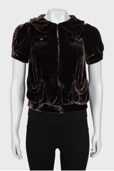 Velor cardigan with tag