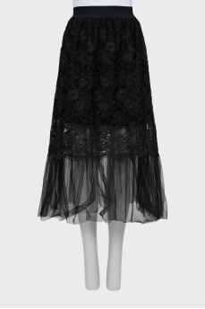 Midi skirt with lace