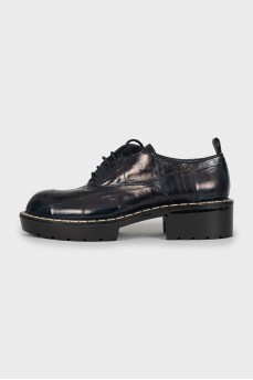 Embossed leather oxfords