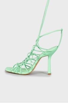 Green tie sandals
