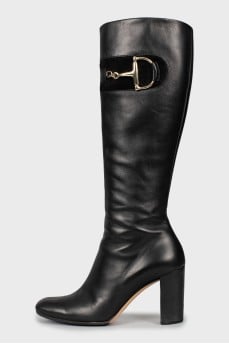 Black square toe boots