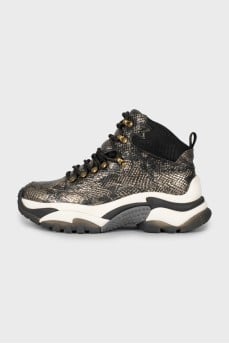 Embossed leather sneakers