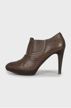 Brown leather ankle boots