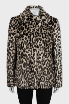 Eco-fur coat in animal print