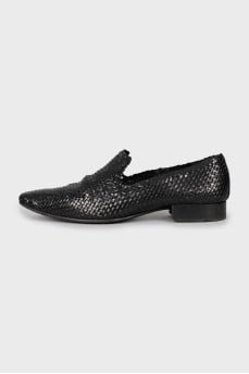 Men's woven leather shoes