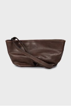 Brown leather crossbody bag