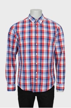 Men's plaid straight-fit shirt