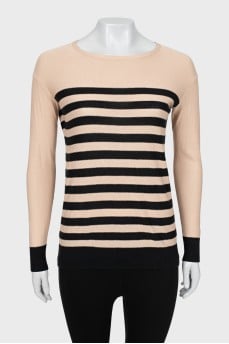 Beige jumper with black stripes
