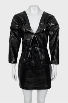 Black V-neck mini dress