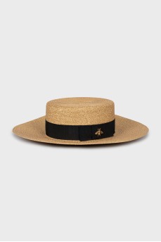 Golden hat with ribbon