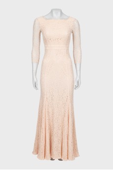 Beige lace maxi dress