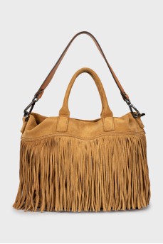 Suede bag with fringes