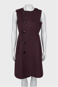 Wool dress with bias fastening