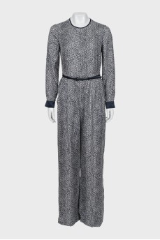 Silk jumpsuit with belt