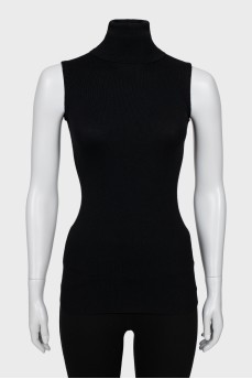 High neck wool tank top